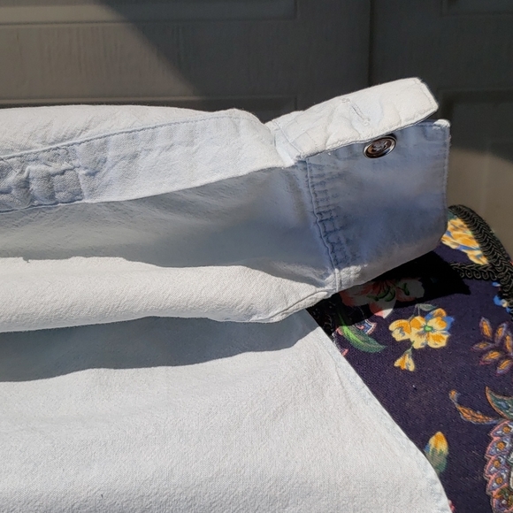 Venezia authentic 80s/90s denim shirt w/ silvertone collar points & shoulder pad - Picture 6 of 12